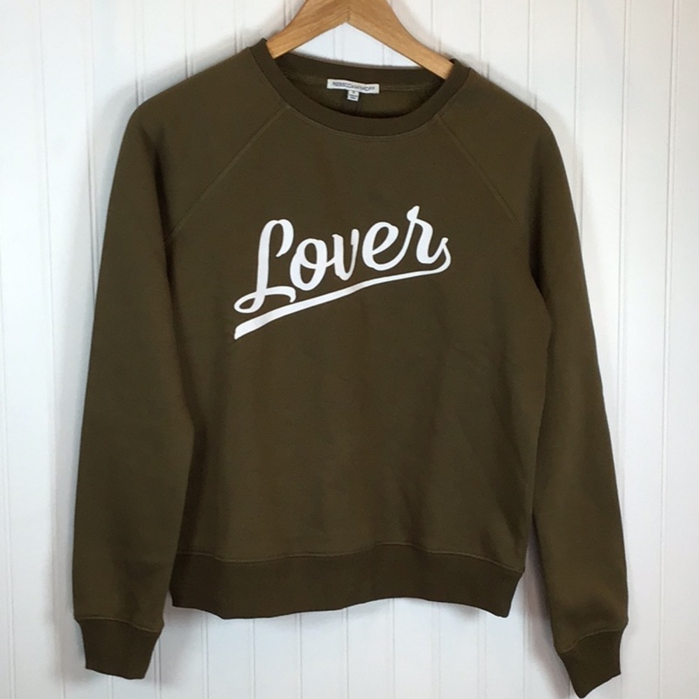 Rebecca Minkoff | LOVER Army Green Sweatshirt Size Small - Picture 5 of 11